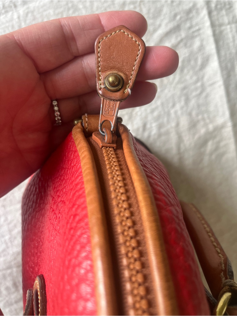 Vintage Dooney & Bourke Red Pebbled Leather Dome Satchel MADE IN THE USA, - Picture 9 of 13